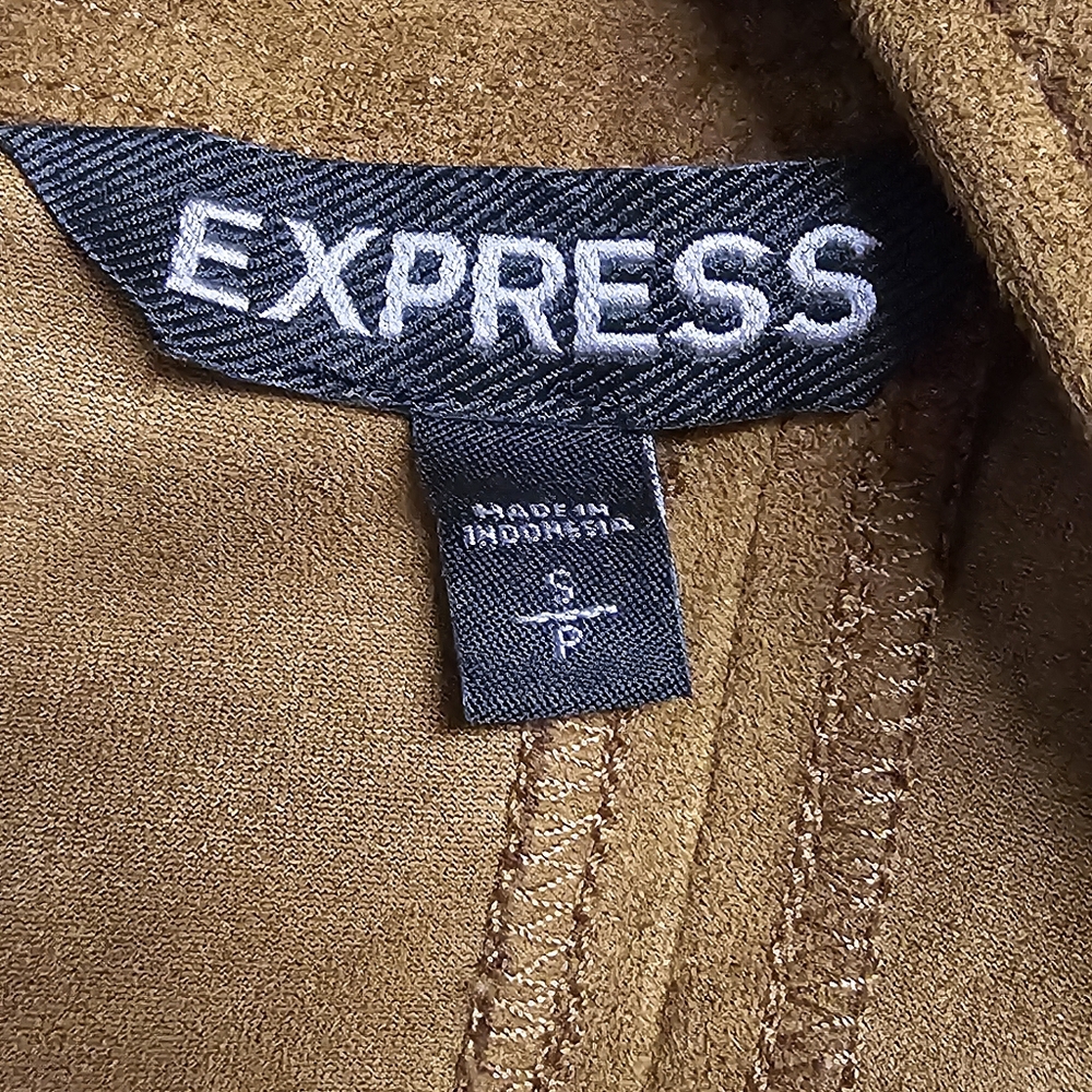 Express Women Brown Suede Like Dress Size Small Scalloped Hem Sleeveless - Picture 14 of 15